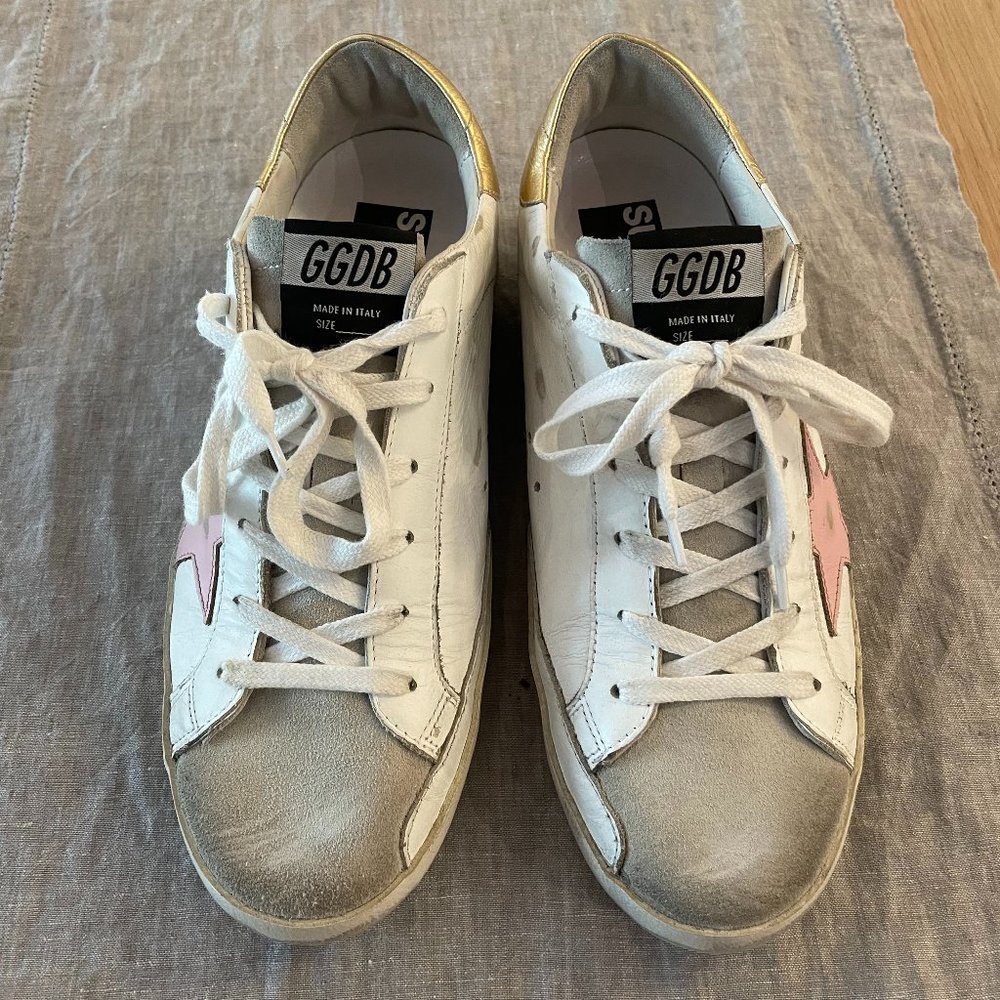GOLDEN GOOSE Superstar leather sneakers - White/Pink/Gold - Size 40